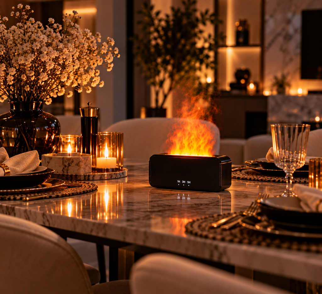 Élyora Paris | Diffuseur d’Ambiance Effet Flammes – Noir Élégance ✨