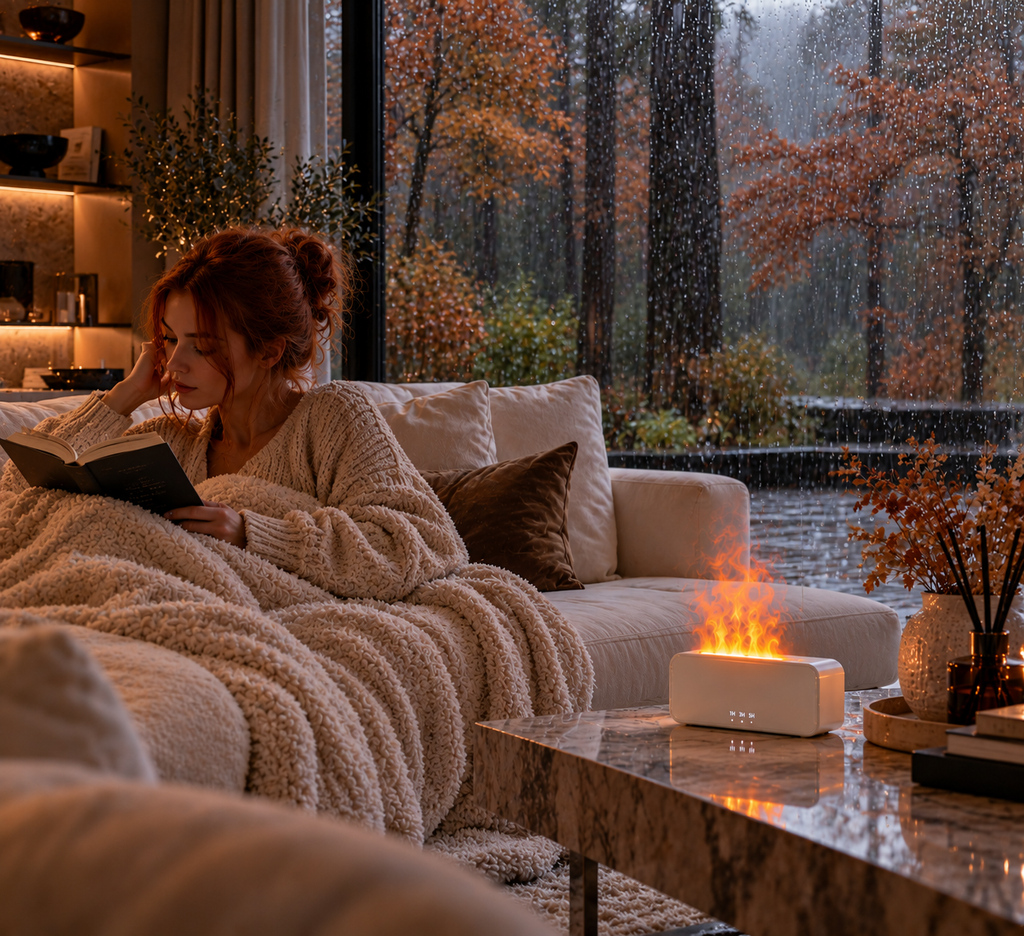 Élyora Paris | Diffuseur d’Ambiance Effet Flammes – Blanc Élégance ✨